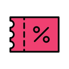 ticket and percentage tag related to black friday vector with filled style