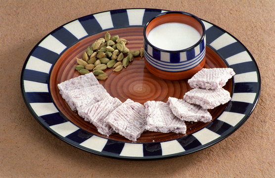 Coconut ilaichi wadi barfi - Indian sweet