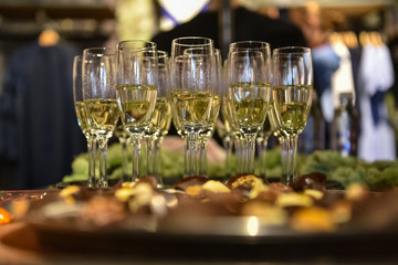 glasses of champagne on table