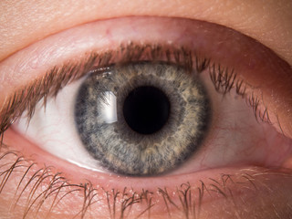 close up of human eye pupil