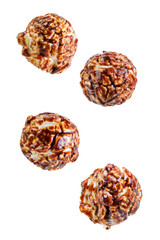 Chocolate popcorn on a white isolated background
