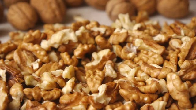 Walnut Kernels On The Tablecloth