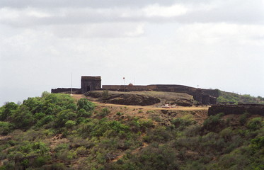 Obraz premium Shivaji’s palace at Raigad fort, Maharashtra, India