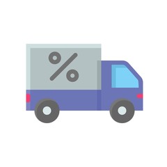 delivery van and discount tag vector with flat design