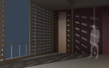 Abstract empty home interiors, original 3d rendering and models