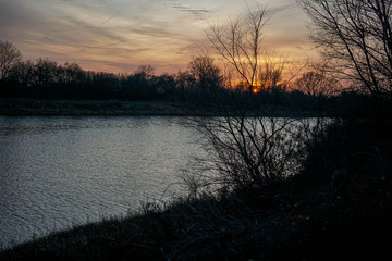 sunset over river