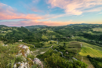 Landscape in San Marino with view to Marecchia valley