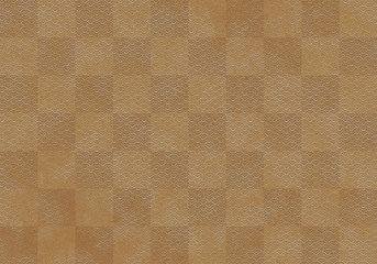 背景：青海波 市松模様 波 海 市松 伝統 和風 和柄 図案 壁紙 テクスチャー 茶 ブラウン 屏風