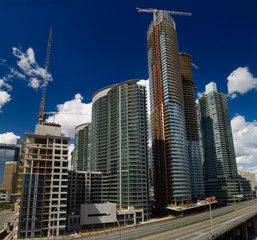 Highrise condominium construction along the Gardiner Expressway Toronto near Harbourfront