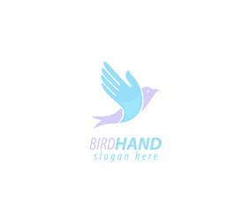 bird hand design logo	