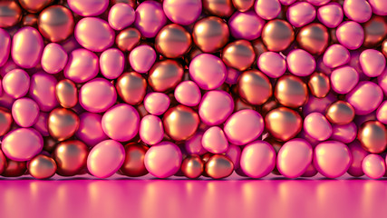 Beautiful background with beads, particles and simulation. 3d illustration, 3d rendering.