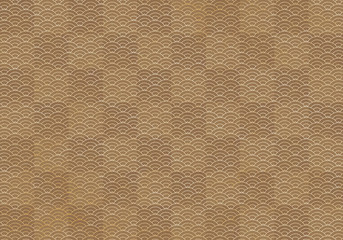 背景：青海波 市松模様 波 海 市松 伝統 和風 和柄 図案 壁紙 テクスチャー 茶 ブラウン 屏風