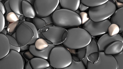 Beautiful background with beads, particles and simulation. 3d illustration, 3d rendering.