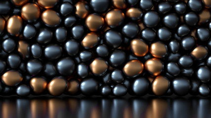 Beautiful background with beads, particles and simulation. 3d illustration, 3d rendering.