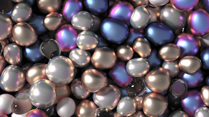 Beautiful background with beads, particles and simulation. 3d illustration, 3d rendering.