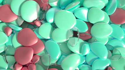 Beautiful background with beads, particles and simulation. 3d illustration, 3d rendering.