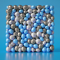 Beautiful background with beads, particles and simulation. 3d illustration, 3d rendering.