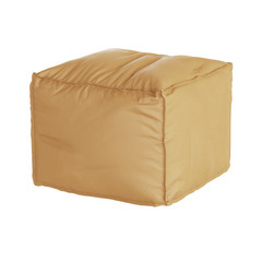 Square leather beige pouf on a white background. 3d rendering