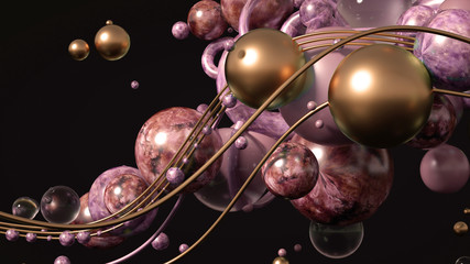 Beautiful, elegant, abstract background with metal and the texture of stone, marble and granite. 3d illustration, 3d rendering.