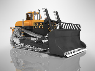 Career technology bulldozer orange 3D rendering on gray background with shadow © Oleh