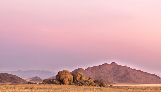 Boulders In The Namibian Desert at Sunset