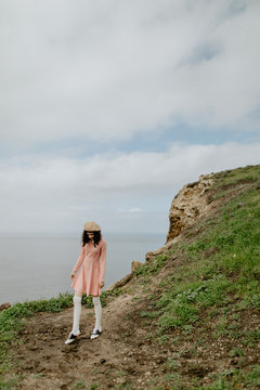Girl walking on a path