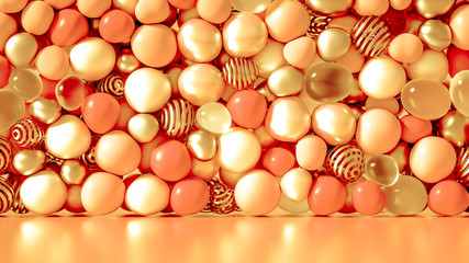Beautiful background with beads, particles and simulation. 3d illustration, 3d rendering.