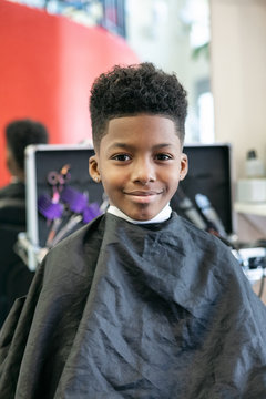 Barber: Smiling Boy At End Of Haircut