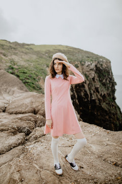 Girl searching with her hand