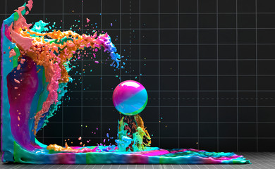 colourful liquid paint on grid