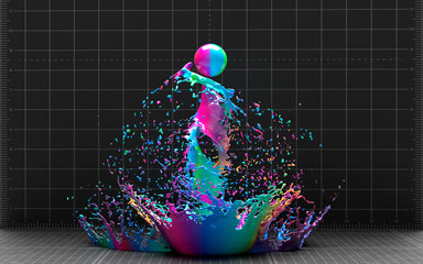 dancing colourful graphic of liquid paint on grid