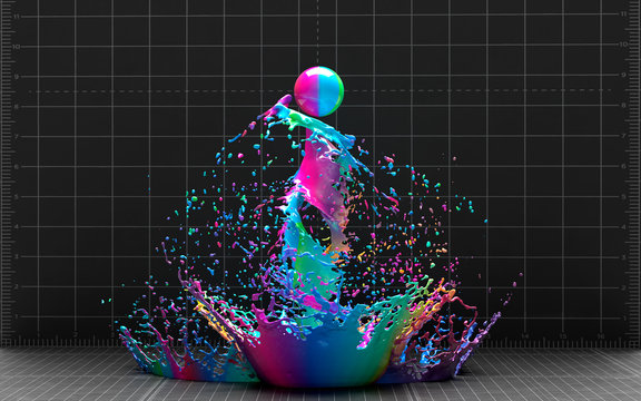 dancing colourful graphic of liquid paint on grid