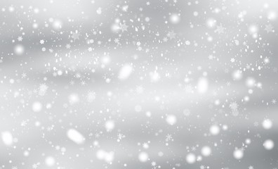 Gray abstract background. white bokeh snowflake blurred beautiful shiny lights. use for Merry Christmas /happy new year wallpaper backdrop and your product.