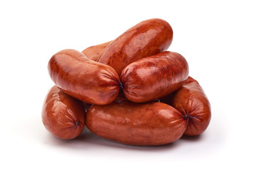 Beer sausages for grill, isolated on white background