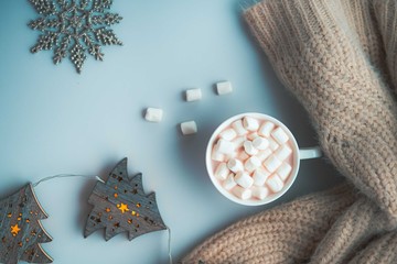 Warm cocoa with marshmellows.