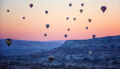 hot air balloons at sunrise