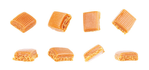 Set of toffee caramel on a white background