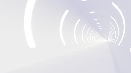 Abstract tunnel white background. 3d rendered image