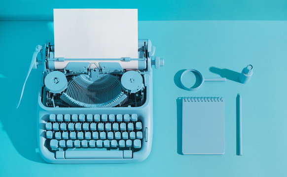 Blue Office Typewriter
