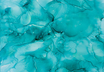 Turquoise blue alcohol Ink background