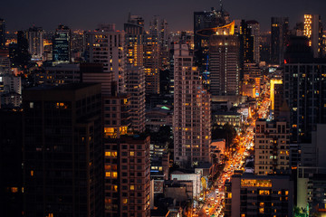 Beautiful colourful sunset in the city