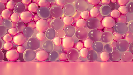 Beautiful background with beads, particles and simulation. 3d illustration, 3d rendering.