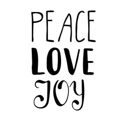 Merry Christmas hand lettering signature Peace Love Joy