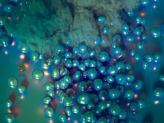 Beautiful background with beads, particles and simulation. 3d illustration, 3d rendering.