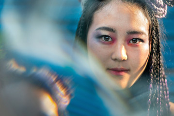 Artistic portrait of Japanese young woman