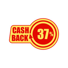 Cashback thirty seven percent. Concept for sticker, tag, label, infographic element. Vector illustration.