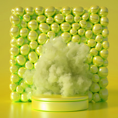 Beautiful background with beads, particles and simulation. 3d illustration, 3d rendering.