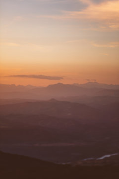 Abstract textures with mountains at sunset