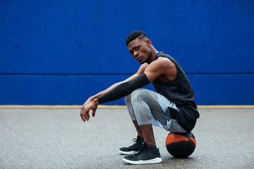 African american man doing sport outdoors.