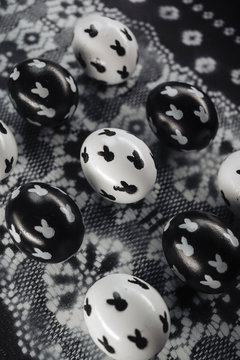 Black and white Easter Eggs with a simple cute bunnies design